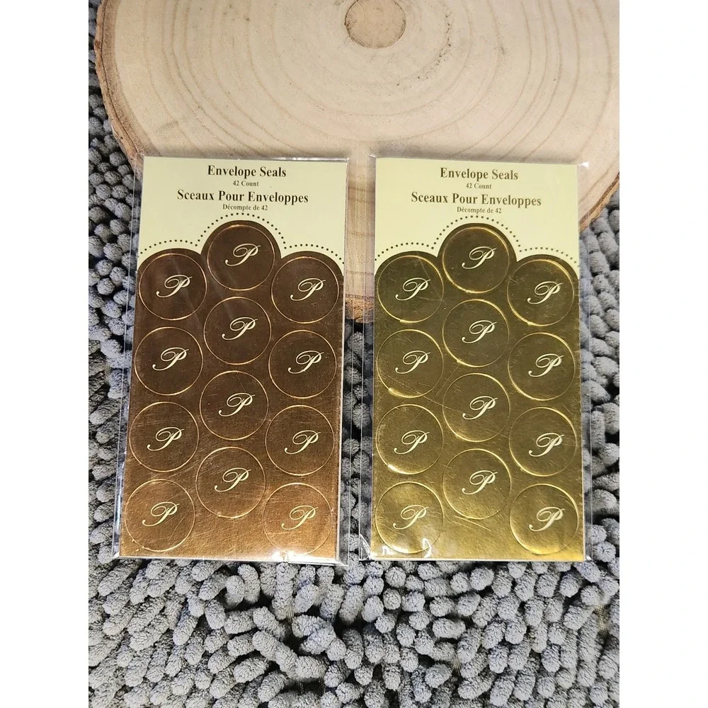Monogram 'P' Envelope‎ Seals Gold Letter Party Favor Scrapbook Stickers~2 Packs